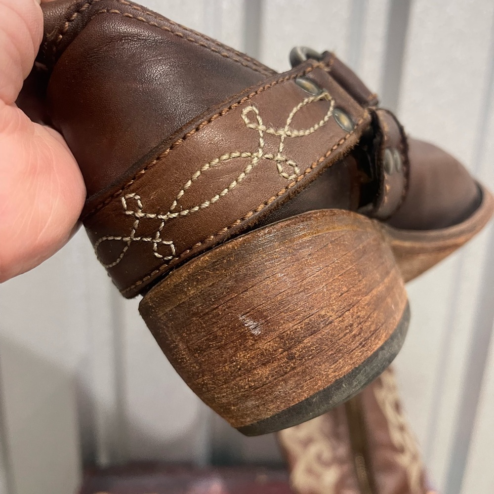 LIBERTY Black Dark Brown Boots with Light Embroidery - Picture 7 of 8